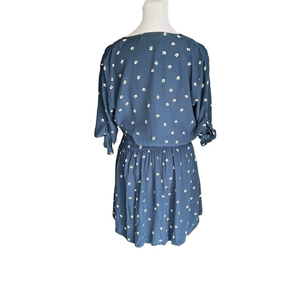 Faithful The Brand - Blue Printed Wrap Mini Dress Sz 4 - Picture 6 of 11